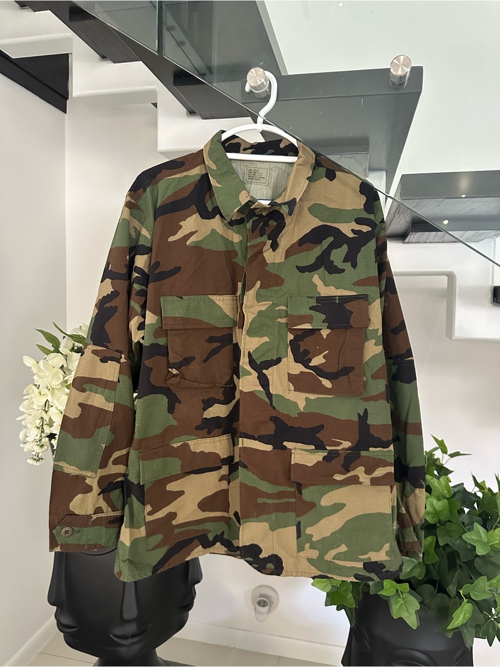 Men's Military Field Jacket in Woodland Camo